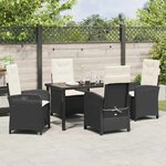 vidaXL Ensemble de salle à manger pour jardin 5 Pièces Noir polyrotin