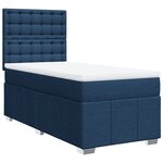 vidaXL Sommier à lattes de lit avec matelas Bleu 100x200 cm Tissu