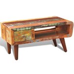 vidaXL Table basse avec bord incurvé et 1 tiroir Bois de récupération