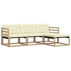 vidaXL Ensemble de canapés d'extérieur 4 pc Blanc et crème