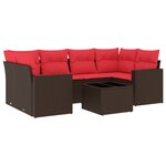 vidaXL Salon de jardin avec coussins 7 Pièces marron résine tressée