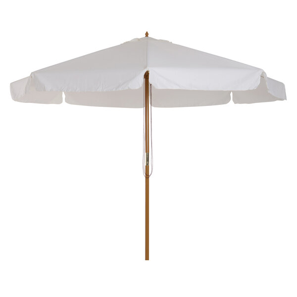 Parasol droit rond grande taille de jardin Ø 3 25 x 2 5H m bois de bambou polyester crème
