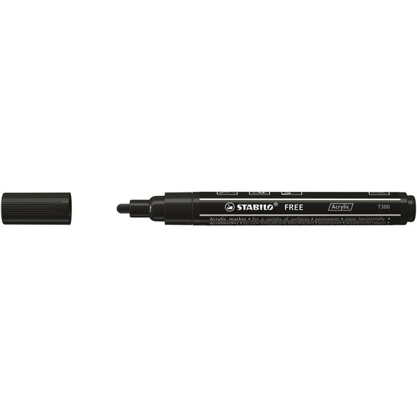 Marqueur pointe moyenne FREE acrylic T300 noir STABILO