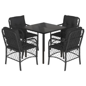 vidaXL Ensemble à manger de jardin coussins 5Pièces Noir Résine tressée