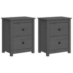 vidaXL Tables de chevet 2 Pièces Gris 50x35x61 5 cm Bois de pin massif