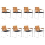 vidaXL Chaises de jardin lot de 8 avec coussins Bois d'acacia solide