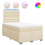 vidaXL Sommier à lattes de lit avec matelas Crème 120x200 cm Tissu