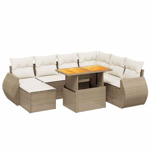 vidaXL Salon de jardin avec coussins 8 Pièces beige résine tressée