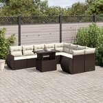 vidaXL Salon de jardin 10 Pièces avec coussins marron résine tressée