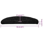 vidaXL Tapis d'escalier 20 pièces 56 x 17 x 3 cm Noir Demi-rond