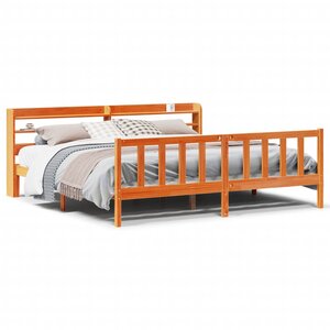 vidaXL Cadre de lit et tête de lit sans matelas cire marron 180x200 cm