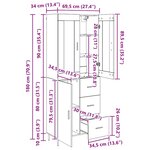 vidaXL Haut Armoire 2 Pièces Chêne noir Bois Aggloméré et Verre