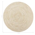 vidaXL Tapis fait à la main Jute Blanc et naturel 120 cm