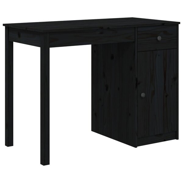 vidaXL Bureau Noir 100x50x75 cm Bois massif de pin