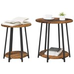 vidaXL Ensemble de tables d'appoint 2 Pièces Bois ancien et noir