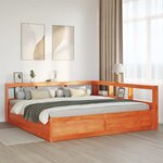 vidaXL Lit bibliothèque sans matelas cire marron 180x200 cm pin massif