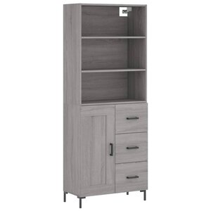 vidaXL Buffet haut Sonoma gris 69 5x34x180 cm Bois d'ingénierie