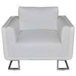 vidaXL Fauteuil cube avec pieds chromés Blanc Similicuir
