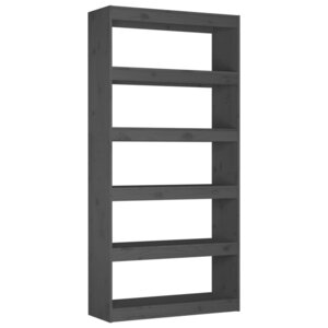 vidaXL Bibliothèque/Séparateur de pièce Gris 80x30x167 4 cm Pin massif