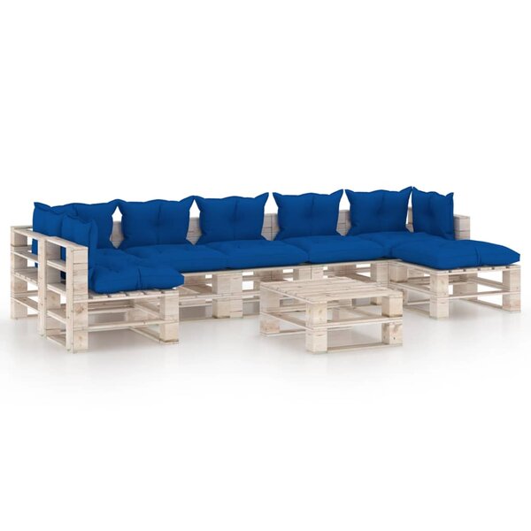 vidaXL Salon de jardin palette 8 Pièces avec coussins bois de pin