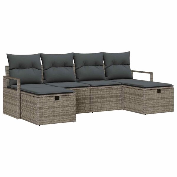 vidaXL Ensemble de canapé de jardin 6 Pièces Gris 230 x 117 x 85 cm
