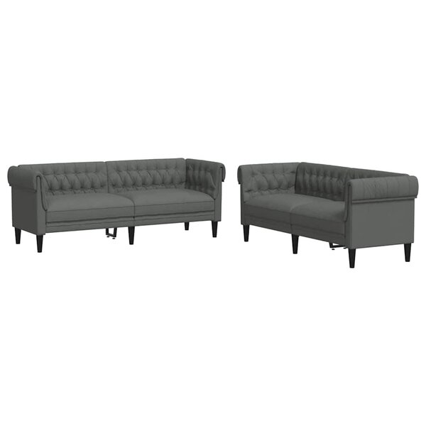 vidaXL Ensemble de Canapés Gris foncé tissu