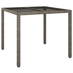 vidaXL Table de jardin pour repas Gris 90 x 90 x 75 cm Poly rotin