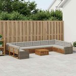 vidaXL Ensembles de canapés avec coussin 11 Pièces Bois d'Acacia Massif