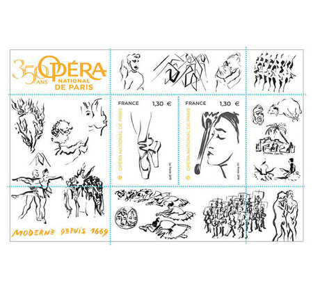 Bloc 2 timbres - Opéra National de Paris - Lettre Prioritaire