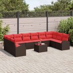 vidaXL Ensemble de Canapés avec coussin 11 Pièces Marron polyrotin