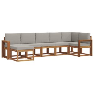 vidaXL Ensemble de canapés d'extérieur 7 Pièces Gris Naturel et Clair