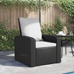 vidaXL Fauteuil inclinable de jardin avec coussins noir résine tressée