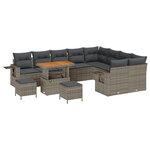 vidaXL Ensemble de Canapé de Jardin de 12 Pièces avec Coussins en Rattan Acacia Gris