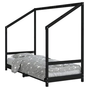 vidaXL Cadre de lit pour enfants noir 80x200 cm bois de pin massif