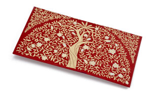 PAPERTREE GAIA Lot de 5 Enveloppes cadeau 19*10 Rouge