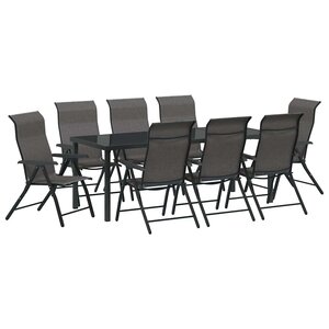 vidaXL Ensemble de salle à manger pour jardin 9 Pièces Gris