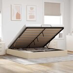 VidaXL Cadre de lit ottoman sans matelas crème 200x200 cm tissu