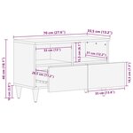vidaXL Meuble TV gris clair 70x33 5x46 cm bois massif de manguier