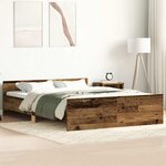 vidaXL Cadre de lit sans matelas vieux bois 140x200 cm bois ingénierie