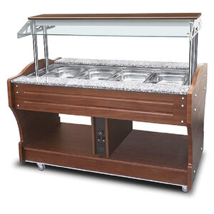 Buffet chaud central bain-marie 4 gn 1/1 - virtus -  - acier inoxydable1550 x900x1350mm