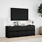 vidaXL Meuble TV avec LED noir 140x34x50 cm bois d'ingénierie