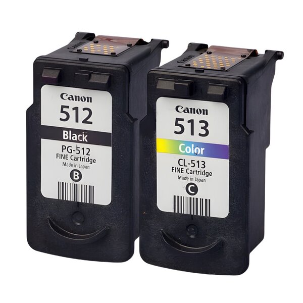 Pack de 2 cartouches d'encre authentiques Canon 512/513 Noir et couleurs - programme SECOND