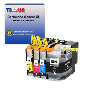 T3AZUR Lot de 4 Cartouches compatibles avec Brother LC225XL LC229XL pour Brother MFC-J5320DW MFC-J5620DW