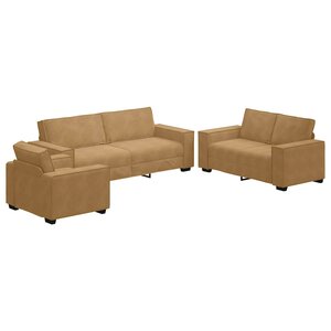 vidaXL Ensemble de canapés 3 Pièces avec coussins Marron Velours