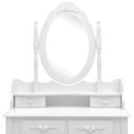 Vidaxl ensemble de coiffeuse avec tabouret blanc 75x69x140cm paulownia