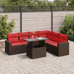vidaXL Salon de jardin avec coussins 7 Pièces gris résine tressée acacia