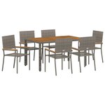 vidaXL Ensemble de salle à manger pour jardin 7 Pièces Gris polyrotin