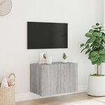 vidaXL Meuble TV mural avec lumières LED sonoma gris 60x35x41 cm
