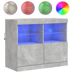 vidaXL Buffet avec lumières LED gris béton 81x37x67 cm