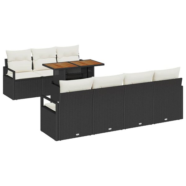 vidaXL Ensemble de canapé de jardin 8 Pièces Noir Poly rotin